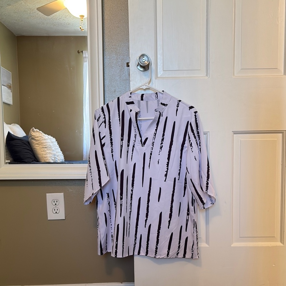 White and Black Detailed Blouse